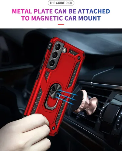 Miniatura 5 de Funda para Samsung Galaxy S22, Galaxy S22, con protector de pantalla, [grado militar] de 16 pies, con soporte magnético, funda protectora para Rojo