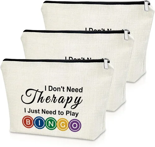 Miniatura 8 de Sazuwu Regalos para amantes del bingo, regalo de juego para mujeres, bolsa de maquillaje, No necesito terapia, solo necesito jugar al bingo 1 PC