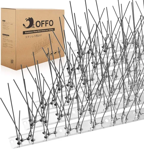 Miniatura 10 de OFFO Púas de pájaros premontadas para palomas y pájaros, cubre 10 pies de largo con acero inoxidable para valla de techo, buzón de ventana Negro mate