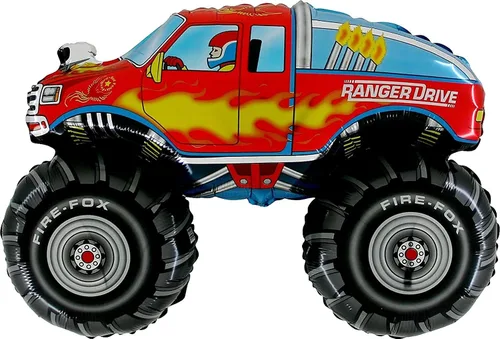Miniatura 3 de Monster Truck Rally - Suministros para fiestas de cumpleaños, ramo de globos, 3 camiones
