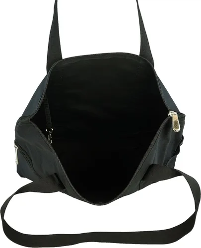Miniatura 5 de Bolso bandolera con múltiples bolsillos y cierre de cremallera, Negro, L