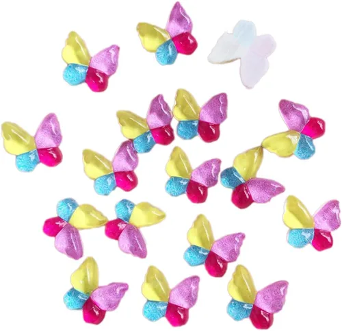 Miniatura 27 de Diamantes de imitación de mariposa con parte trasera plana, 80 unidades de 0.394 pulgadas, dijes de mariposa de resina para uñas, adornos, álbumes