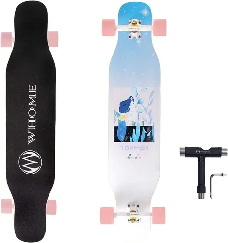 Miniatura 7 de WHOME Longboard - Tablas largas de 42 pulgadas para adultos/adolescentes/niñas/principiantes / Pro Freestyle Dancing Longboards Skateboard con T-Tool