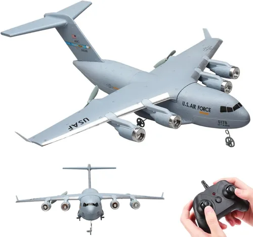 Avión RC, avión de control remoto listo para volar, avión RC de 2 canales C17, avión de control remoto para niños, adultos, principiantes