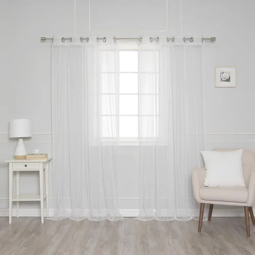 Miniatura 15 de Best Home Fashion juego de cortinas combinadas y mezcladas con estampado marroquí, para oscurecimiento de habitación, 4 unidades, arandelas