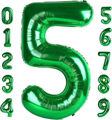 Miniatura 206 de Globos de números de 5 globos de 40 pulgadas, decoraciones de cumpleaños azules para niños y niñas, globos de números azul marino grandes