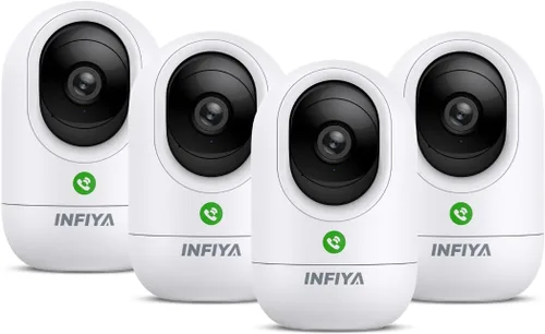 INFIYA Cámaras 360 para Seguridad del Hogar - Cámara Interior de Monitoreo para Bebé/Niñera con Resolución Alta 2K y Llamada con un Toque,