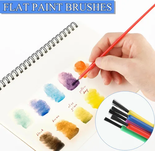 Miniatura 3 de Prasacco Juego de 100 pinceles de pintura, pinceles de plástico para niños para óleo y acuarela, kit de pintura de detalles coloridos