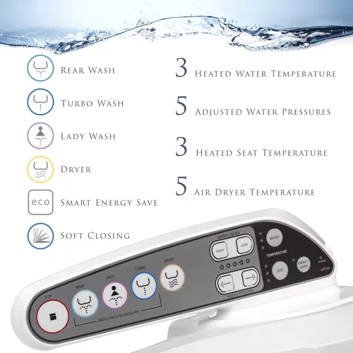Miniatura 3 de Lotus - Bidé de asiento de inodoro inteligente avanzado, función Purestream (alivio para el estreñimiento), asiento climatizado, lavado controlado