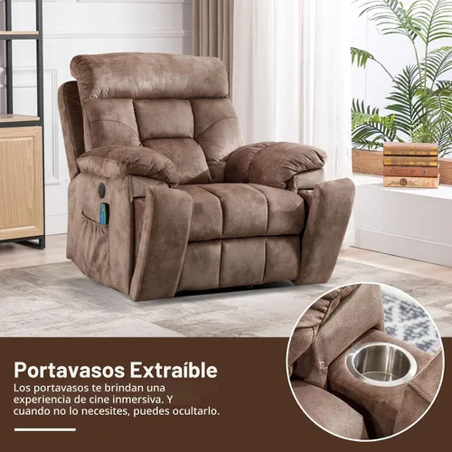 Miniatura 7 de CANMOV Silla reclinable eléctrica grande con masaje y calor para personas mayores grandes y altas, sillones reclinables amplios y mullidos con 2