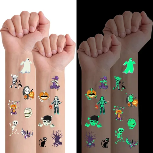 79 piezas de tatuajes temporales de cicatriz de Halloween, surtido de golosinas o trucos de Halloween, calcomanías falsas de tatuajes para bolsas de