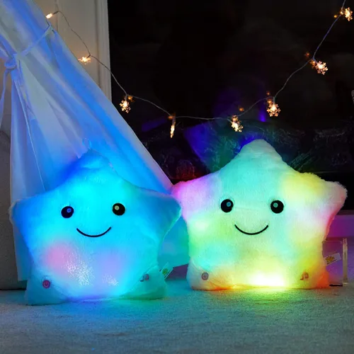 Miniatura 4 de Wewill Creative Luz LED nocturna brillante Almohada de felpa con forma de estrella Juguetes de falta, azul Azul (Variante 2)