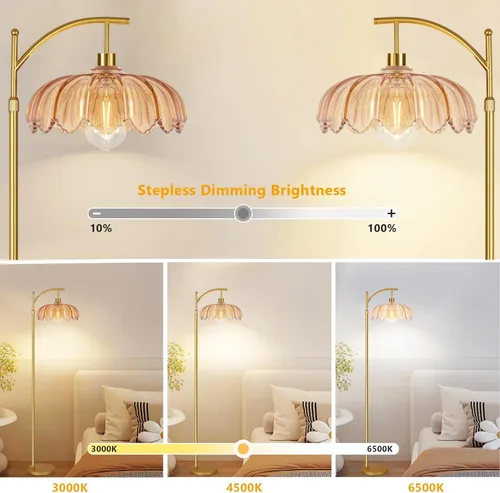 Miniatura 2 de AHDWDW Lámpara de Pie de Arco Dorado para Sala de Estar, Dormitorio, Lámparas de Pie Modernas Ajustables Únicas con Control Remoto, Lámpara de Pie