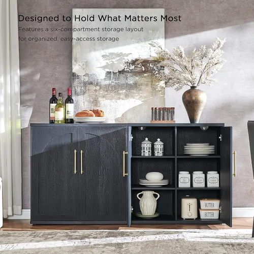 Miniatura 3 de ACCOHOHO Aparador de puerta arqueada, gabinete de buffet, gabinete de acento con estante ajustable, gabinete modular de madera para comedor, sala