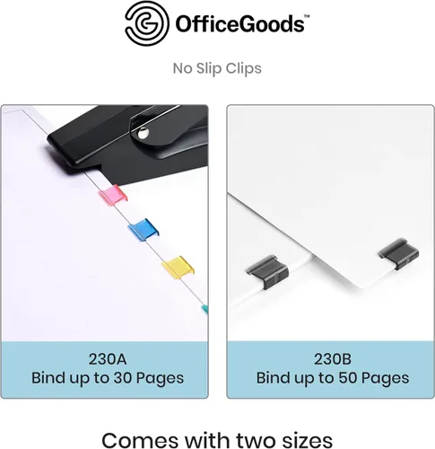 Miniatura 2 de OfficeGoods Recambios de clip antideslizante – Se une hasta 50 páginas – Reutilizable – Funciona con dispensador de clip antideslizante – Caja de 50