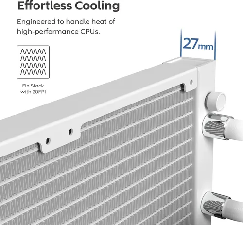 Miniatura 31 de MONTECH HyperFlow Digital 240 - Enfriador líquido de CPU, AIO de 9.449 in con bomba de 3100 RPM, 2 ventiladores E28 ARGB de 4.724 in, pantalla