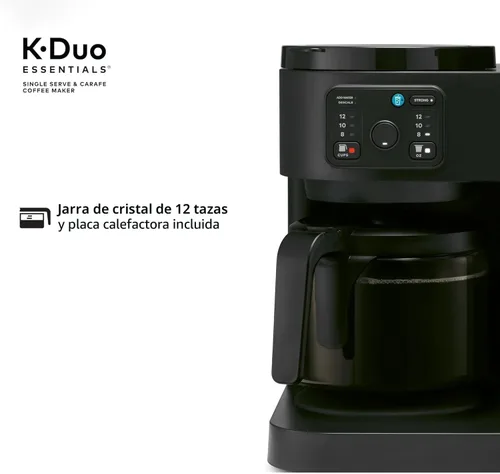 Miniatura 2 de K-Duo Essentials - Cafetera para bebidas calientes y frías, cafetera de una porción con cápsulas KCup y jarra de goteo para 12 tazas, depósito