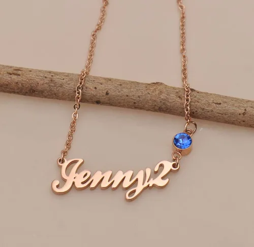 Miniatura 4 de LikeFun Collar con nombre personalizado para uso diario con piedra natal para niñas