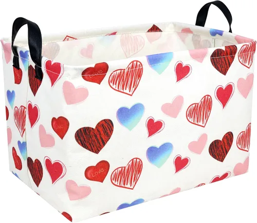 Miniatura 41 de Cesta de regalo de San Valentín, lindo corazón vacío, gran cesta de almacenamiento para decoración de habitación de niños y bebés (Amor de globo)