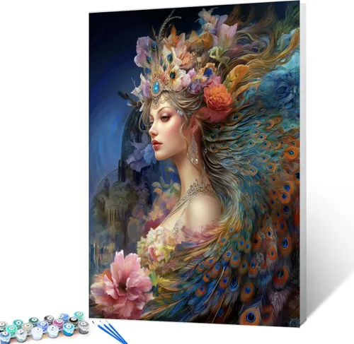 Miniatura 10 de Tucocoo Kit de pintura por números de flores para mujer, con pinceles y pigmento acrílico sobre lienzo para adultos, proyecto de manualidades