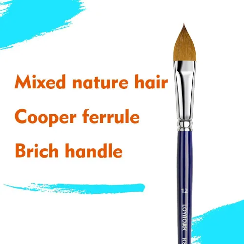 Miniatura 2 de Juego de pinceles de acuarela de mezcla de cabello sintético de sable y natural, 18 piezas, punta redonda, plana, filbert, daga, abanico, angular