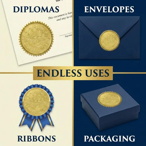 Miniatura 5 de PaperDirect Sello oficial de excelencia en relieve para certificado de lámina dorada, 2 pulgadas, autoadhesivos, 100 unidades, sellos en relieve