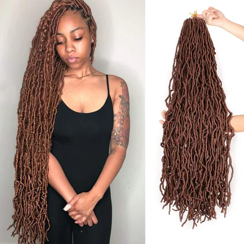 Miniatura 11 de Leeven Nuevas Trenzas de Ganchillo de Cabello con Locs Falsos Suaves de 24 Pulgadas de Largo Locs de Diosa Desgastados 6 Paquetes Negro Natural