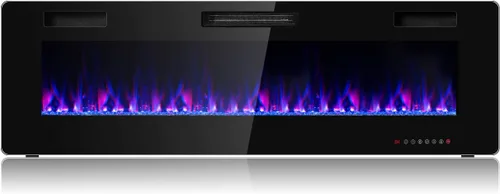 Miniatura 10 de MAT EXPERT Chimenea eléctrica empotrable de 36 pulgadas, calentador eléctrico de montaje en pared y pared, chimenea eléctrica de 750 W/1500 W