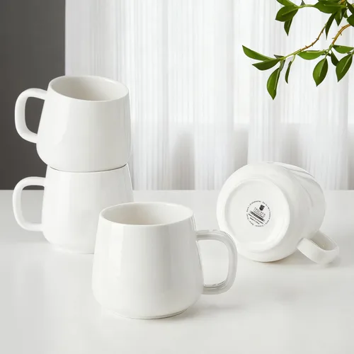 Miniatura 10 de Teocera Juego de 4 tazas de café de cerámica de 12 oz con asas grandes para bebidas calientes o frías como café con leche, cacao, té o jugo - Beige