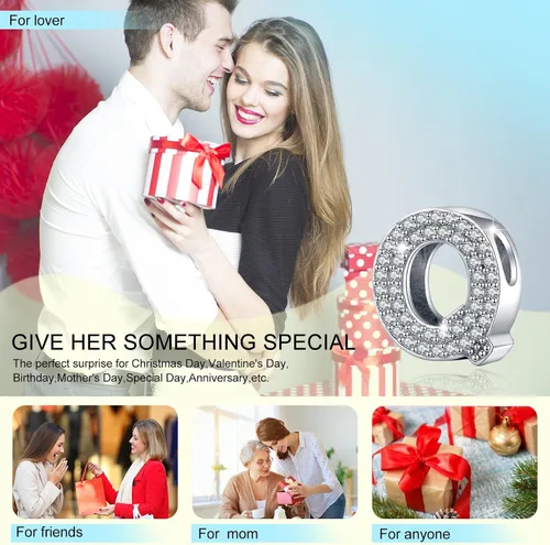 Miniatura 84 de PARCOM Dijes de letras compatibles con pulseras Pandora de plata esterlina S925 con iniciales para pulseras del alfabeto A-Z, cuentas de letras