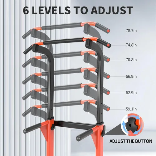 Miniatura 5 de Z ZHICHI Pull Up Dip Station For Home Gym Strength Training Fitness Workout Station Chin-Ups Push-Ups Pull-Ups Dip-Ups 330LBS T055CDC Naranja