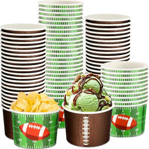Mimorou 80 unidades de suministros de fiesta de fútbol, cuencos de 9 onzas, cuencos de fútbol para el día del juego, tazas de papel, cuenco de papel