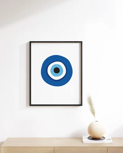 Miniatura 5 de HAUS AND HUES Decoración contra el mal de ojo - arte de pared azul marino, decoración de pared de mal de ojo, obra de arte de Mykonos, impresión