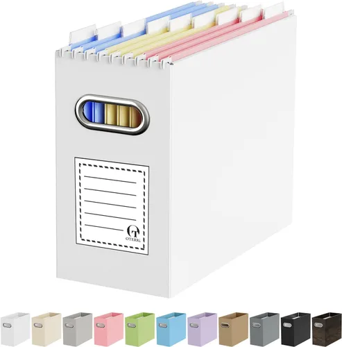 Miniatura 18 de Oterri Caja organizadora de archivos de cartón para colgar carpetas de archivos, tamaño carta, caja de archivos para escritorio de computadora