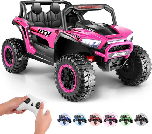 Miniatura 10 de Hikole Juguetes de paseo de 24 voltios para niños grandes de 2 plazas, 4WD UTV para niños, autos para niños y niñas con control remoto para padres