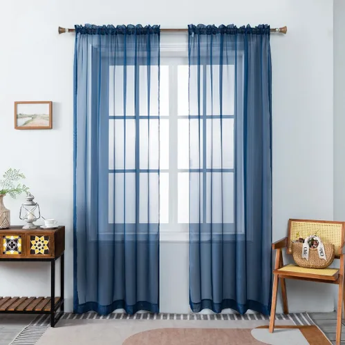 Miniatura 24 de WPM - Cortinas traslúcidas de gasa transparente con bolsillo para barra, 2 paneles de cortinas traslúcidas para dormitorio, cocina, sala de estar