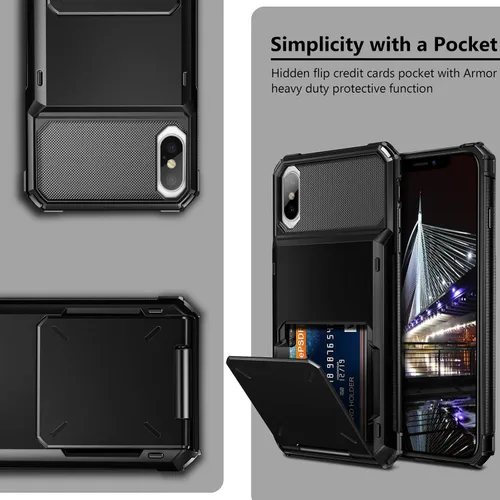 Miniatura 6 de Vofolen Funda para iPhone Xs Max, con ranura para identificación, tarjetero de crédito, resistente a los arañazos, de doble capa, protección contra