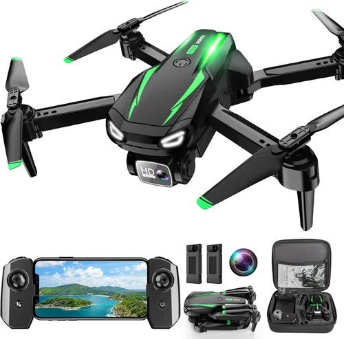 Dron con cámara, dron plegable HD 1080P FPV para niños, adultos y principiantes, cuadricóptero RC con motor sin escobillas y vuelo estable, gestos