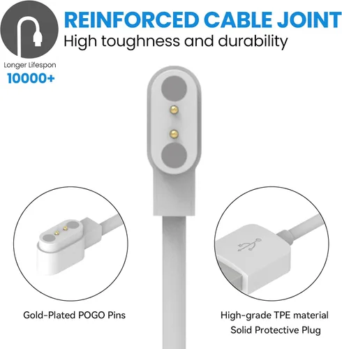 Miniatura 3 de Compatible con Woneligo W13 cargador de reloj inteligente 23.6 in, cable portátil USB, cable de carga magnético, cargador de repuesto para cargador
