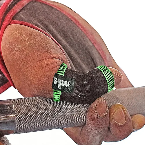 Miniatura 13 de JerkFit Nubs - Protector de pulgares para agarre de gancho, sin látex, reutilizable, lavable, para evitar callos, ampollas y lágrimas, para Negro