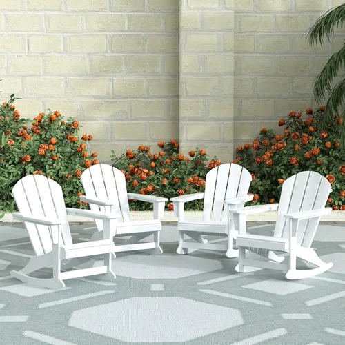 Miniatura 164 de WestinTrends Silla mecedora Malibu de poliéster para exterior/patio Adirondack, Negra