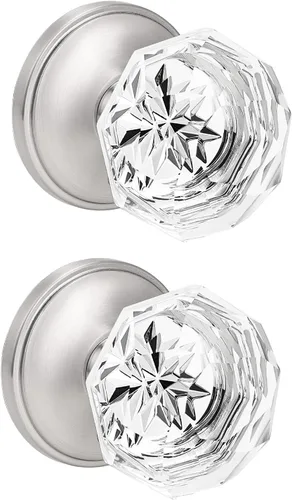Miniatura 22 de Orger Paquete de 5 pomos de puerta de vidrio con roseta de bronce aceitado, pomos de puerta de baño/cama para uso de privacidad, manijas de puerta