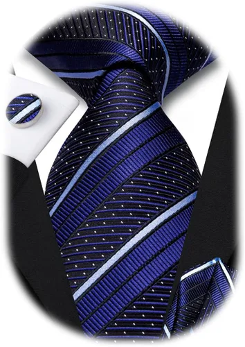 Miniatura 258 de Hi-Tie Corbatas de seda para hombre, diseño de cachemira a rayas, con bolsillo, gemelos cuadrados, conjunto formal de negocios