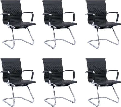 Miniatura 14 de VESCASA Juego de 2 sillas de oficina para sala de espera, sillas de recepción de piel sintética estacionarias sin ruedas, silla auxiliar con brazos
