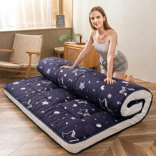 Miniatura 15 de MAXYOYO Colchón de futón con estampado floral, colchón de suelo japonés acolchado para cama, almohadilla para dormir extra gruesa plegable, tumbona