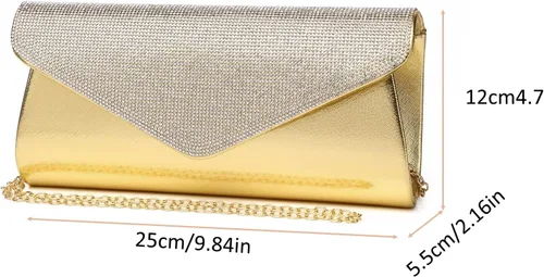 Miniatura 4 de Bolso de mano brillante para mujer, bolso de noche con cristales de estrás, bolso de noche con purpurina brillante para mujer, boda, fiesta, baile