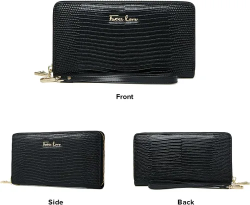 Miniatura 6 de Carteras de embrague para mujer monederos de cuero de vaca divididos con pulsera Negro talla única