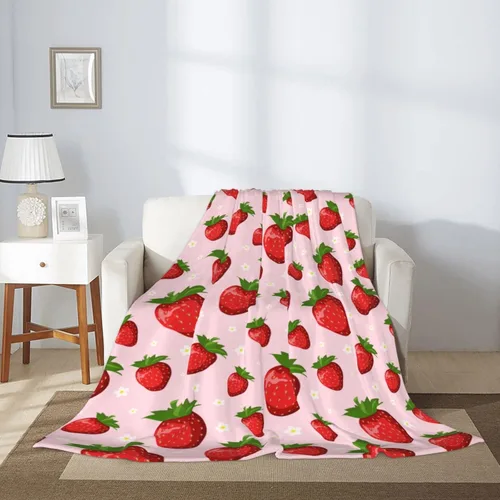 Miniatura 2 de Manta de fresa rosa para niñas, manta suave y ligera de fresa para sofá cama, viajes, camping, idea de regalo, 50x60 pulgadas Rosa Starryberry