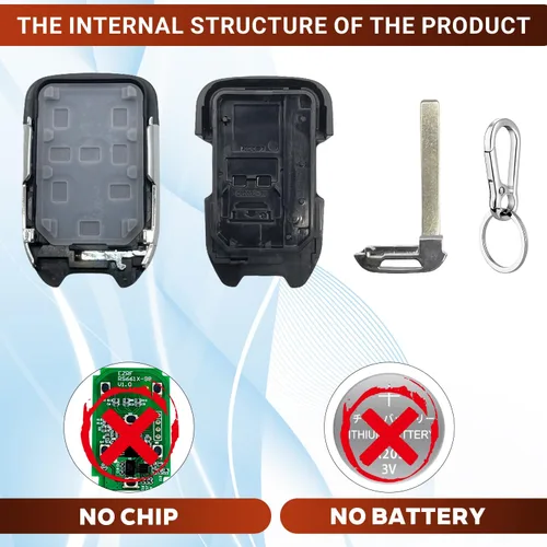 Miniatura 2 de Funda para llave de 5 botones para Chevy Silverado GMC Sierra 1500 2500 HD 3500 HD 2019 2020 2021 2022 2023 2024 HYQ1EA HYQ1ES, cubierta de llave