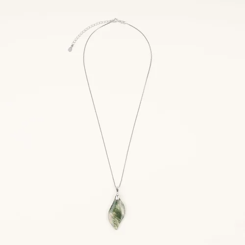 Miniatura 5 de COAI Collar con colgante de hoja de ágata musgo de plata de ley 925